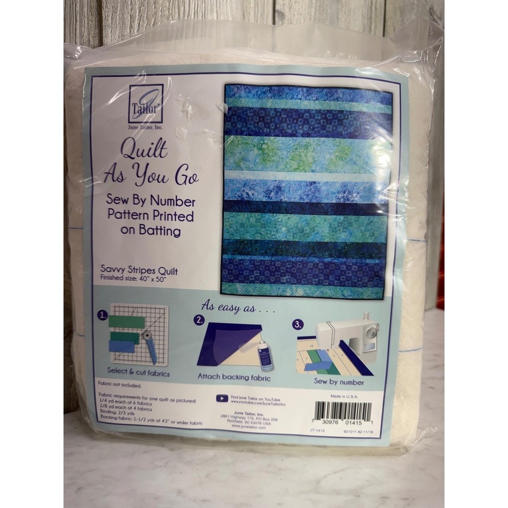 June Tailor Quilt As You Go Savvy Stripes Pattern Printed on Batting JT-1415